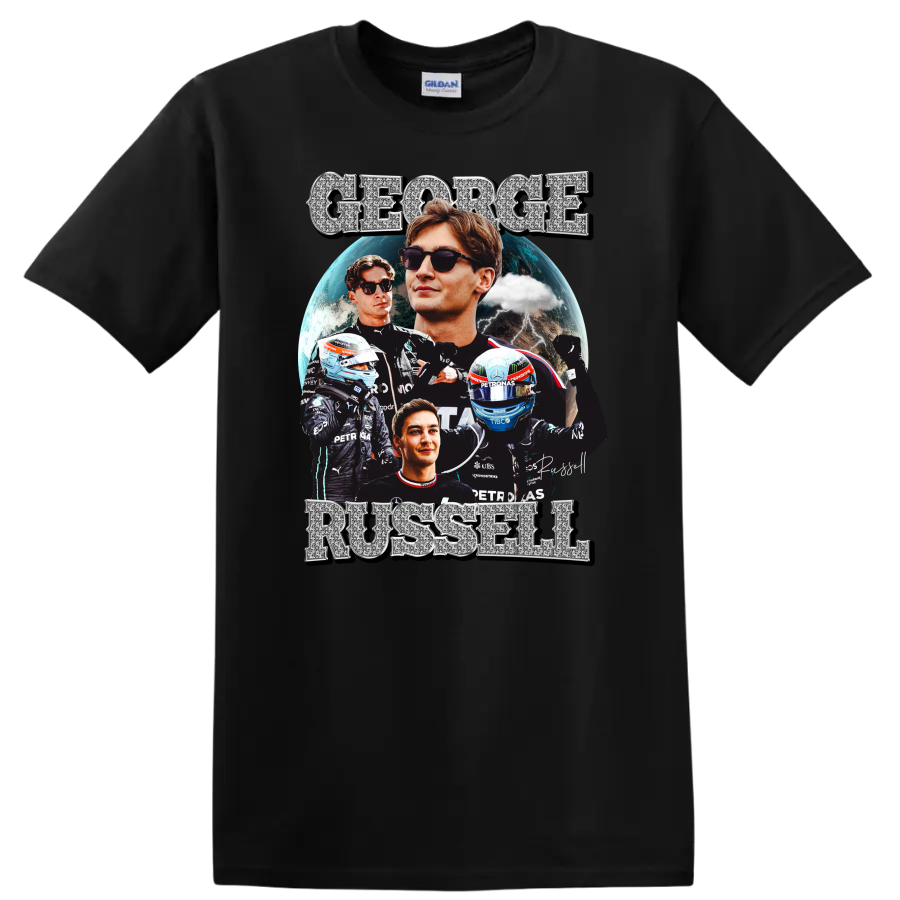 George Russell Racing T Shirt Formula 1 Driver Fan Tee Cool Graphic Design