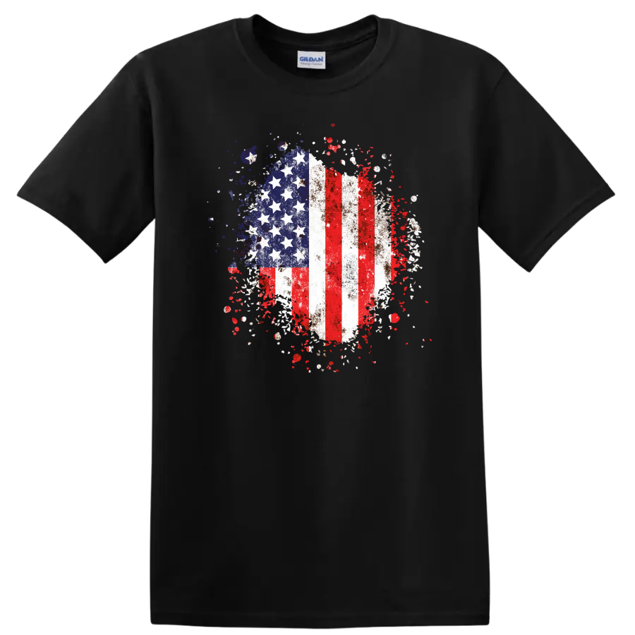 Distressed American Flag T Shirt Graphic Tee for Patriotism and Freedom
