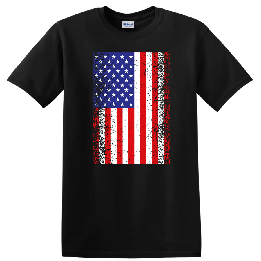 American Flag Distressed Vintage T Shirt Patriotic Tee Red White Blue