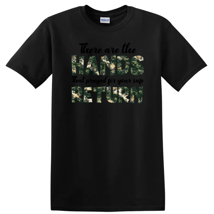 Hands Return Camouflage Graphic T Shirt Casual Military Style Tee