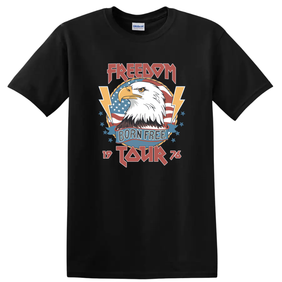Freedom Born Free Eagle Graphic T Shirt 1976 Tour Patriotic Tee
