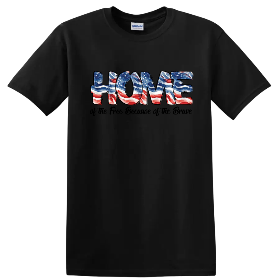 Home American Flag T Shirt Patriotic Tee Independence Day Red White Blue
