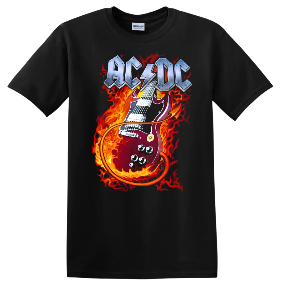 Electric Guitar Flames T Shirt Rock Music Fan Tee Gift for Musicians