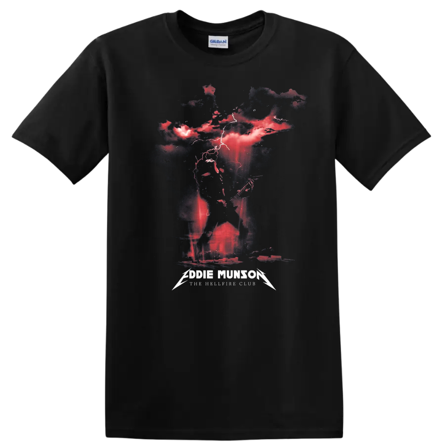 Rock Music Guitarist T Shirt Heavy Metal Concert Tee Lightning Theme