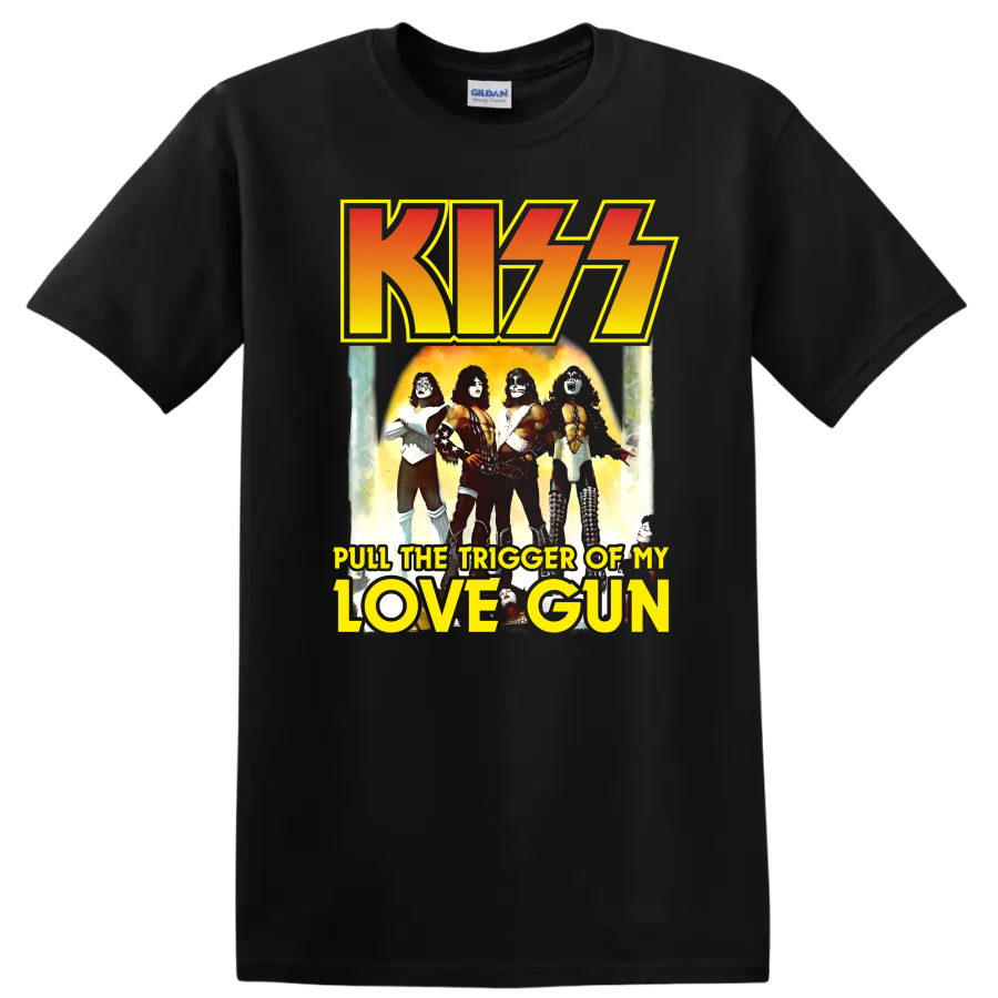Love Gun T Shirt Retro Rock Band Vintage Art Graphic Tee 80s Music Fan