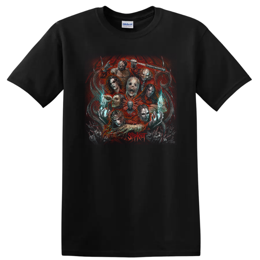 Slipknot Horror Character Graphic T Shirt Distressed Red Design Tee