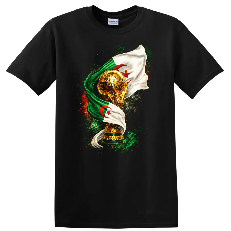 Algeria National Team World Cup Trophy Flag T Shirt Football Tee