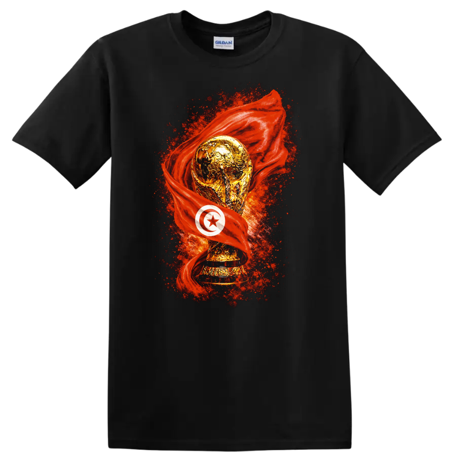 World Cup Trophy T Shirt Tunisia Flag Soccer Fan Tee Apparel Gift