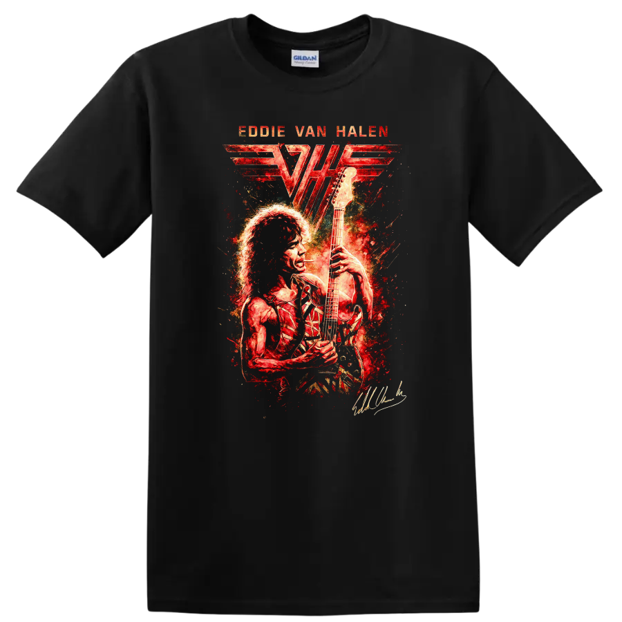 Eddie Van Halen Tribute Graphic T Shirt Retro Rock Music Tee Gift Idea