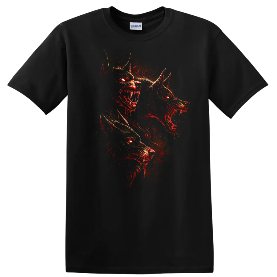 Fierce Wolf Heads Graphic T Shirt for Dark Urban Streetwear Style Tee