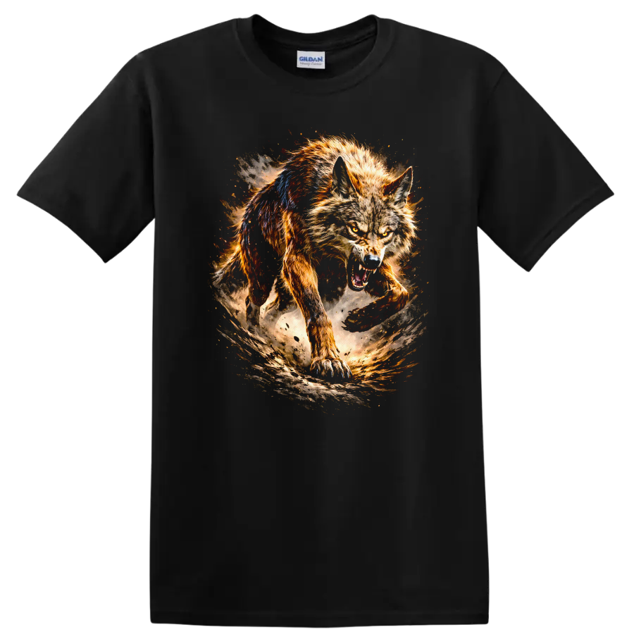 Fierce Wolf Graphic T Shirt Wild Animal Art Attack Tee Design Gift