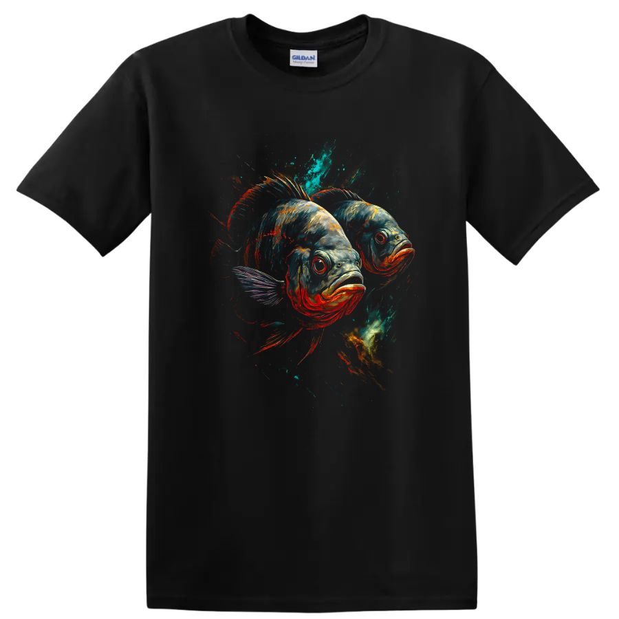 Vibrant Fish Art T Shirt Unique Design for Aquatic Lovers Cool Tee