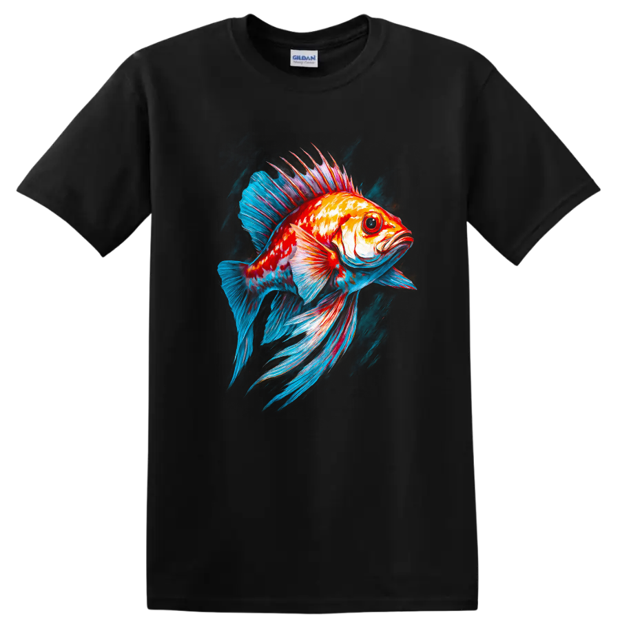 Colorful Fish Graphic T Shirt Artistic Design Sea Life Aqua Nature Tee