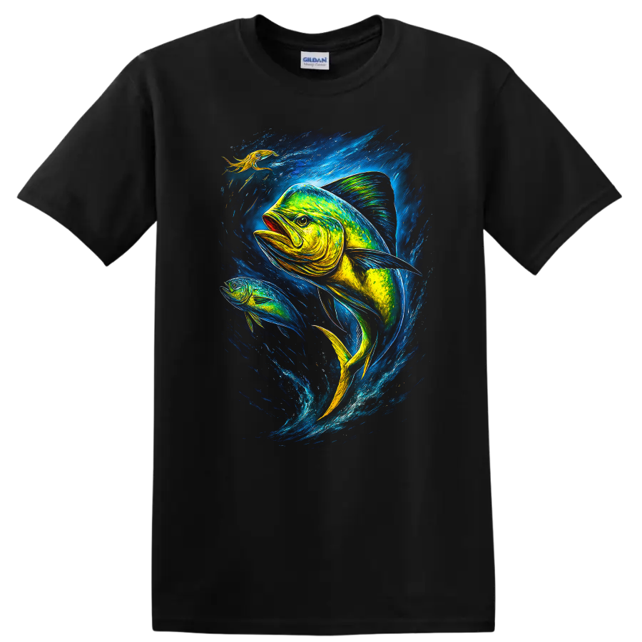 Fish Art T Shirt Ocean Design Colorful Marine Life Fishery Adventure Tee