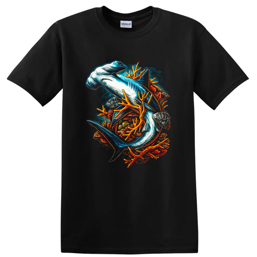 Fish Ocean Coral T Shirt Marine Life Design w/ Colorful Fish Tee