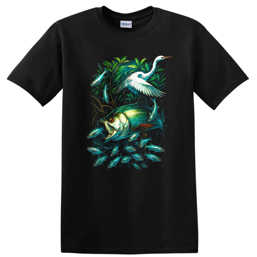 Fish Art Graphic T Shirt Fishing Design Wildlife Scene Nature Lover Tee