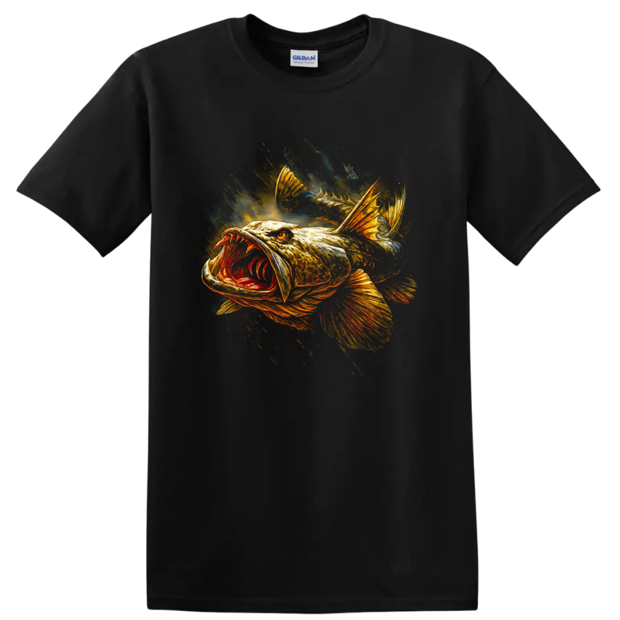 Fish Graphic T Shirt Cool Art Fishing Lover Tee Unique Design Fishing Gift