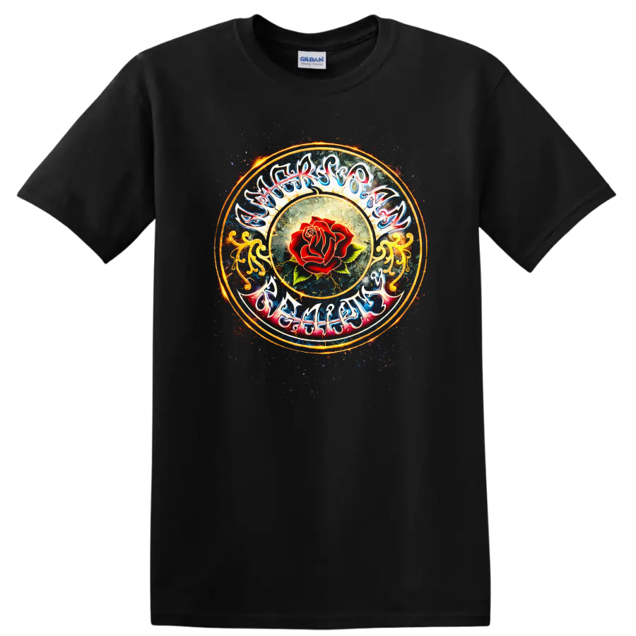 Vintage Classic Rock Rose Design T Shirt w/ Retro Music Art Tee