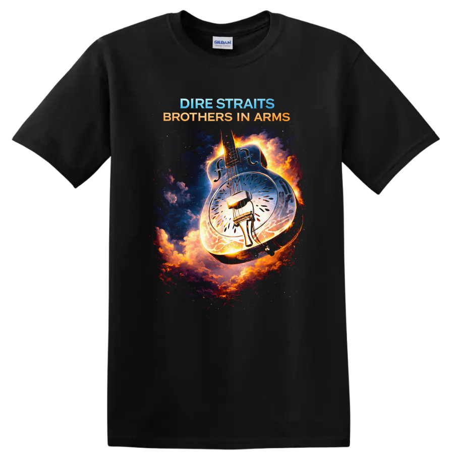 Guitar Vintage Classic Rock Album Cover Art T Shirt for Music Lovers Tee