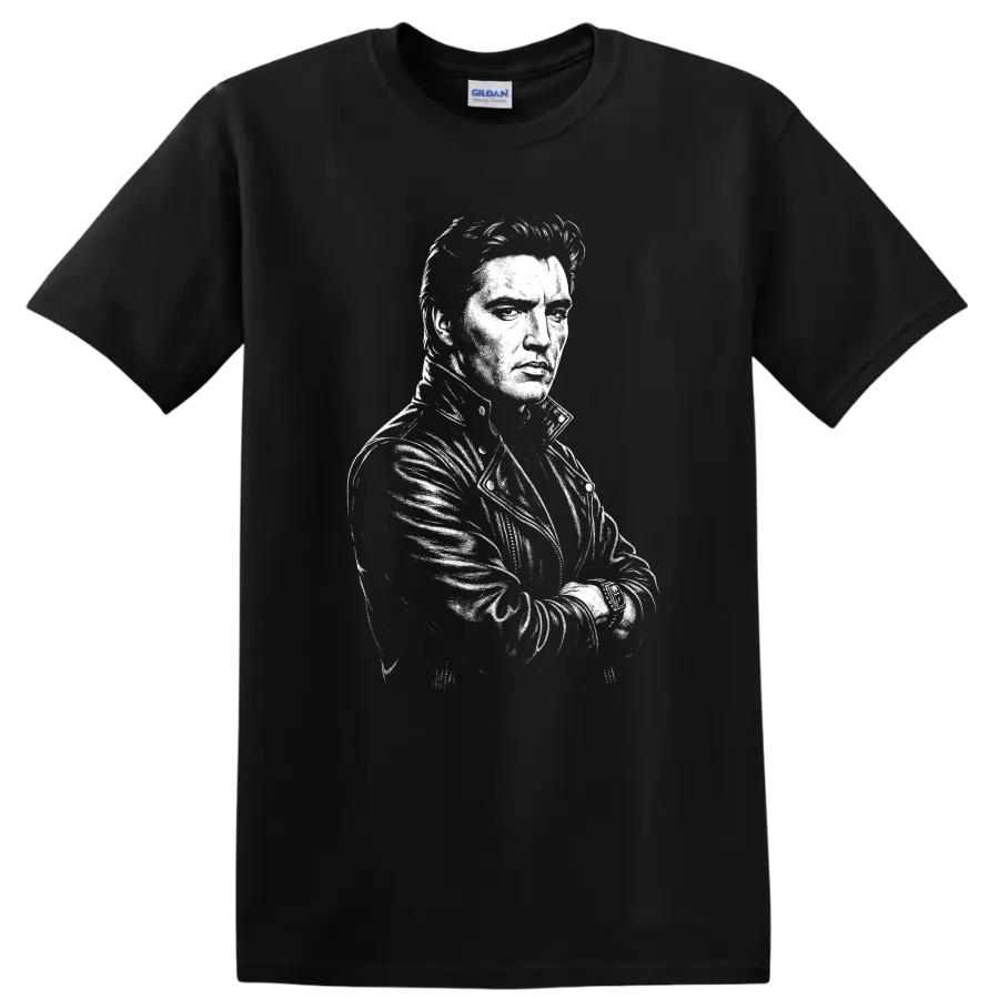 Elvis Presley T Shirt Rock and Roll Singer Guitar Portrait Music Fan Legend Tee