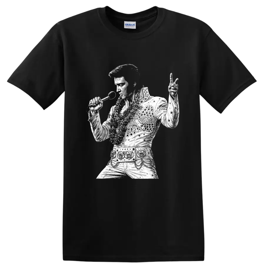 Elvis Presley King of Rock and Roll T Shirt Silhouette Portrait Music Tee