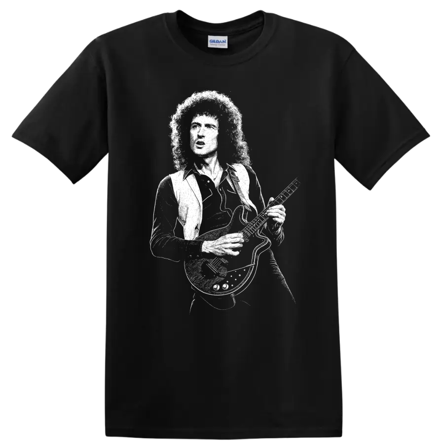 Brian May Rock Legends T Shirt Guitar Silhouette Music Fan Tribute Tee
