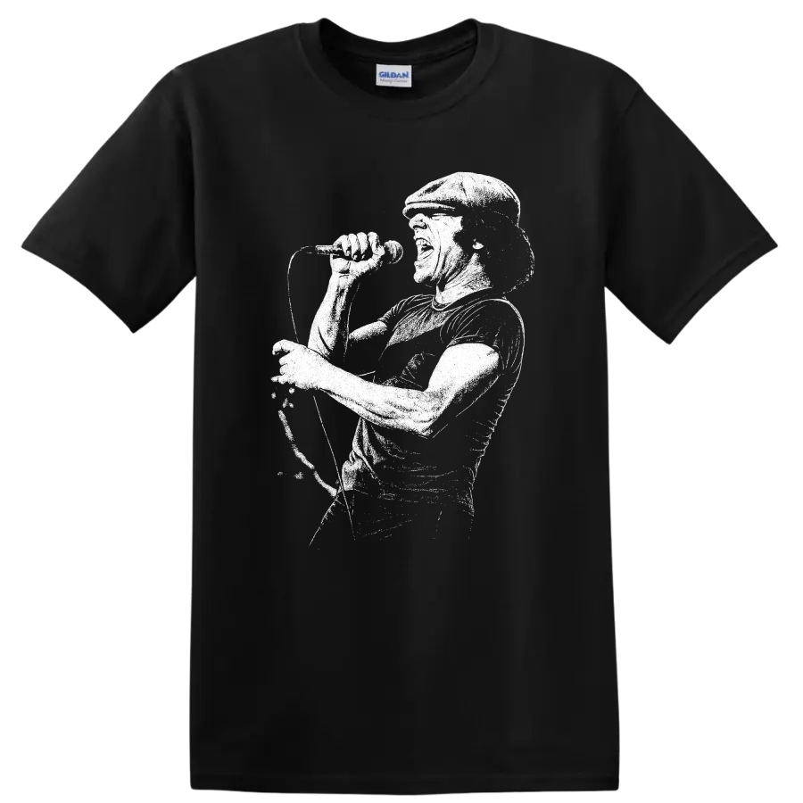 Brian Johnson Rock Legend Portrait T Shirt Classic Music Fan Tee