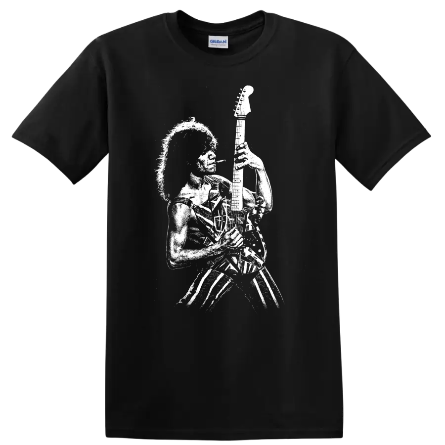 Eddie Van Halen Rock Legends Guitar Silhouette T Shirt Tribute Music Tee