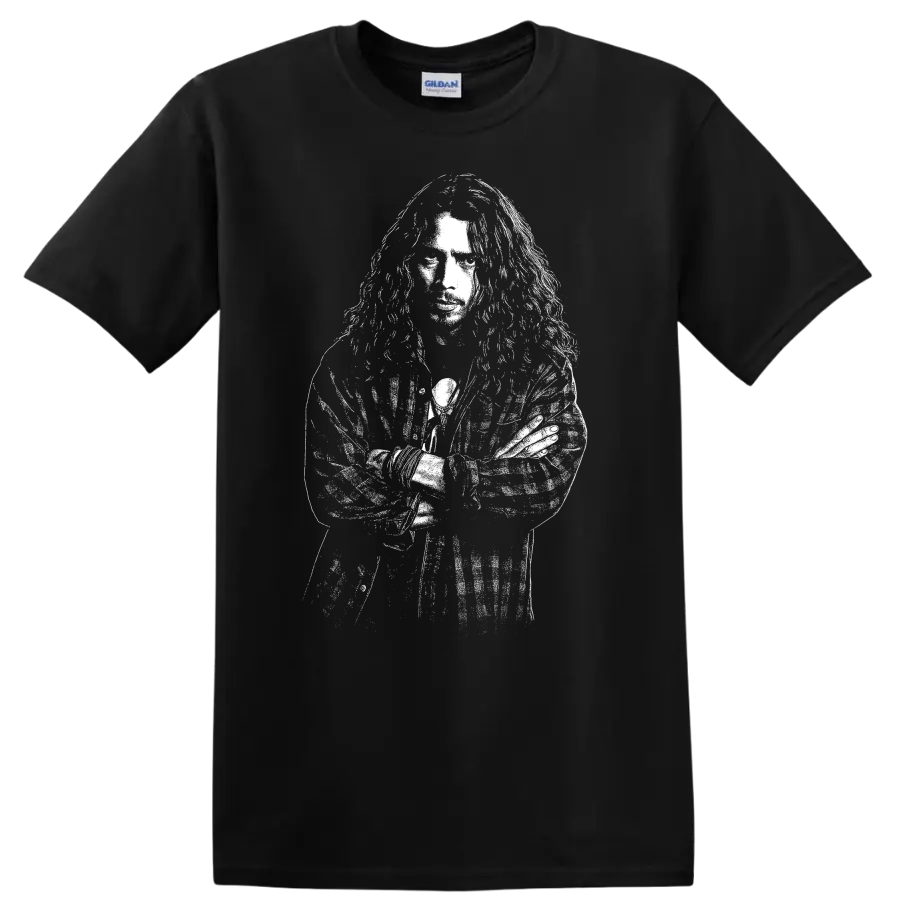 Chris Cornell T Shirt Rock Legend Portrait Grunge Music Singer Fan Tribute Tee