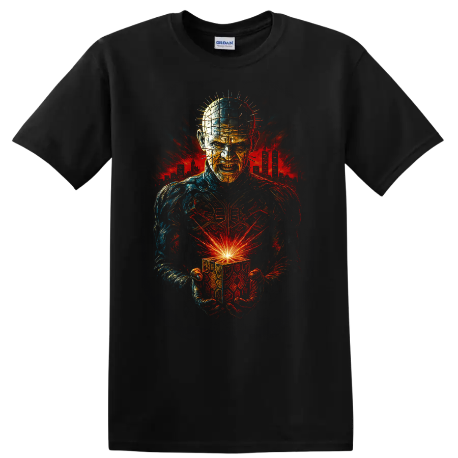 Hellraiser Inspired Horror Pinhead Puzzle Box T Shirt Dark Gothic Tee