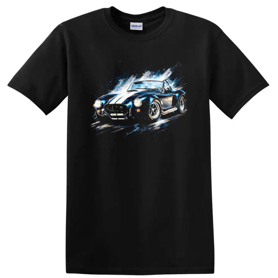 Shelby Cobra Old Car T Shirt Classic Blue Racing Roadster Retro Tee