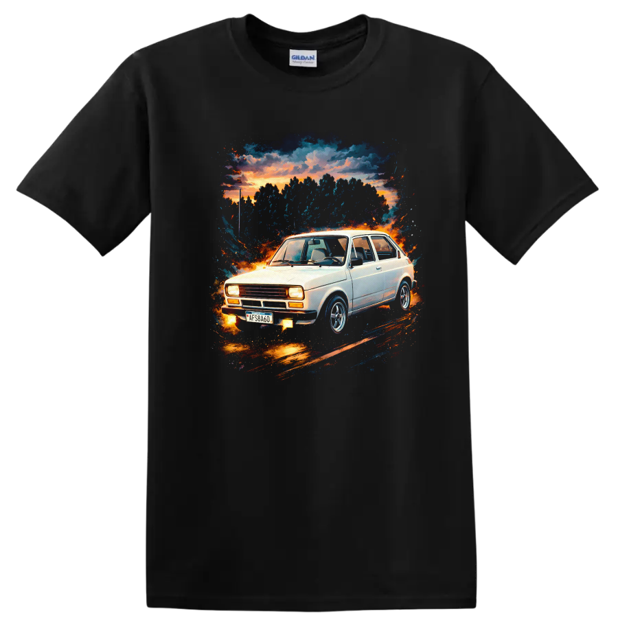 Fiat 147 Old Car T Shirt Classic Retro Compact Hatchback Tee