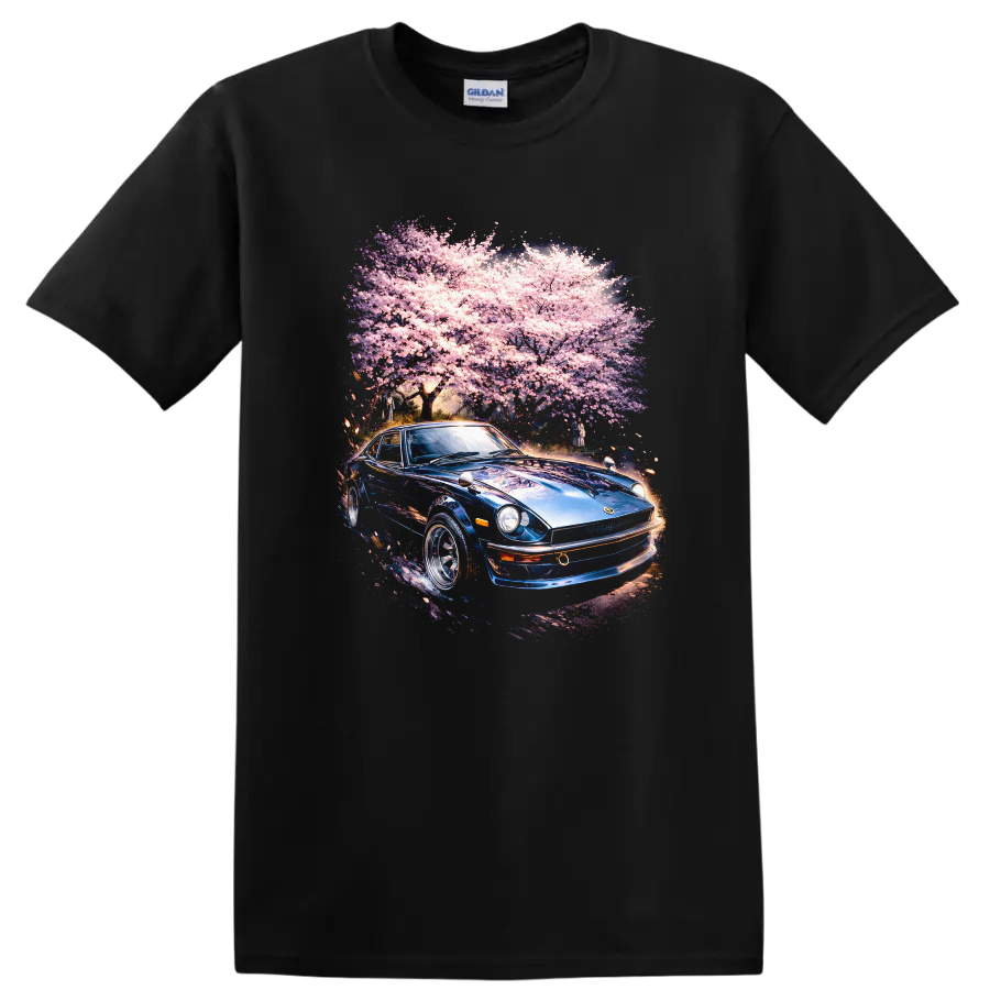 Datsun 240Z Old Car Cherry Blossom T Shirt Classic JDM Sports Car Tee