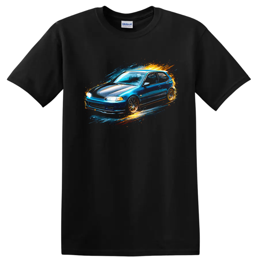 Honda Civic EG Hatchback T Shirt Old Car JDM Style Color Splash Tee