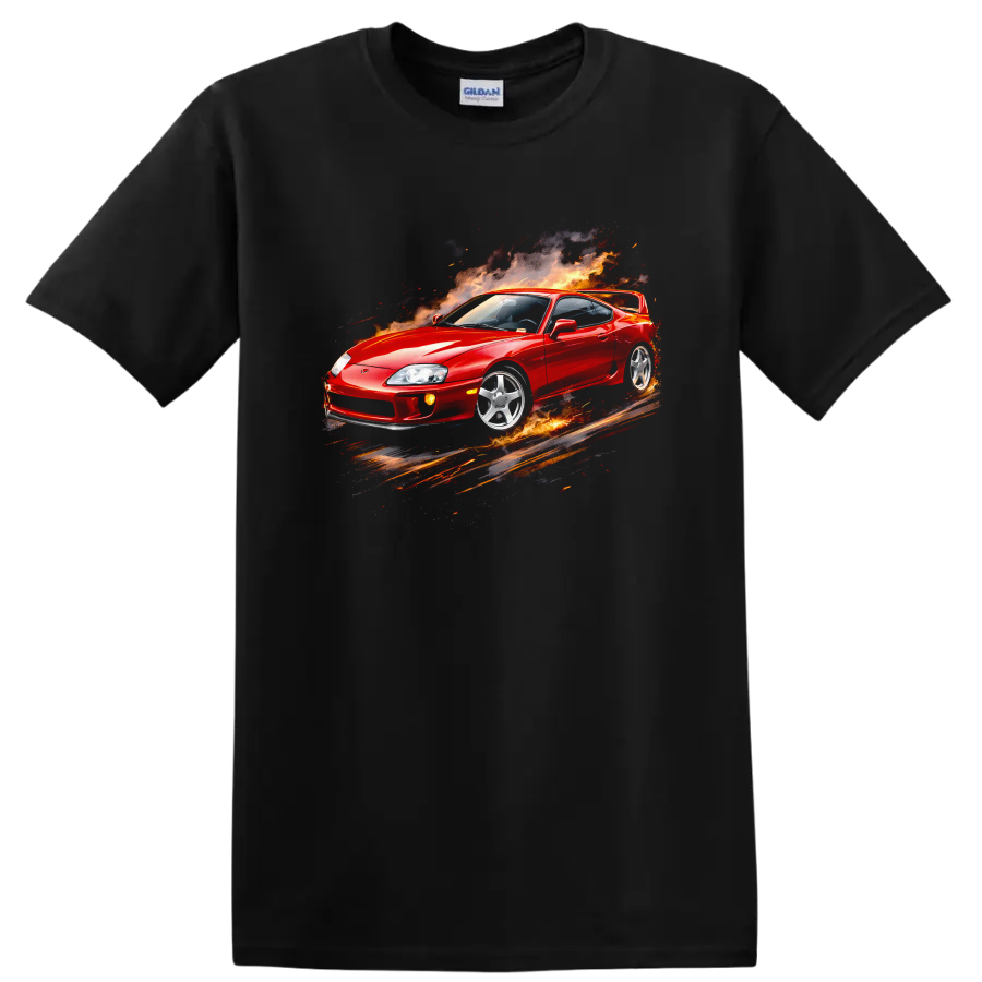 Toyota Supra MK4 Old Car T Shirt JDM Sports Car Flames Drift Style Tee