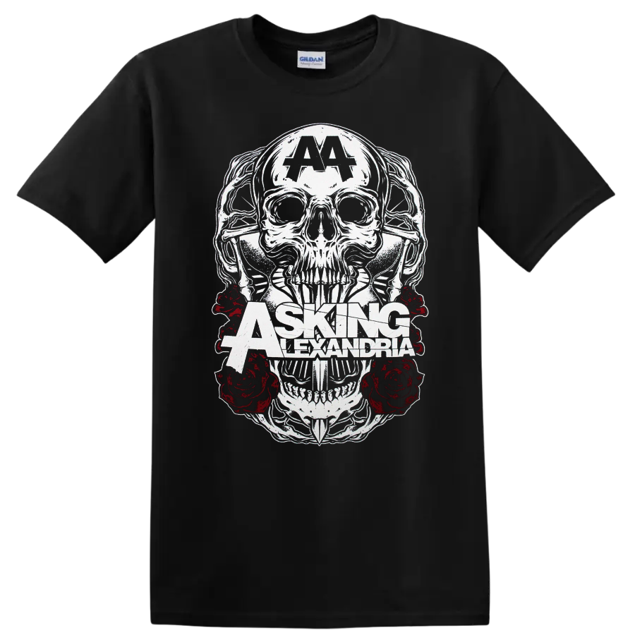 Asking Alexandria Skull Roses Rock Metal T Shirt A4 Band Tee