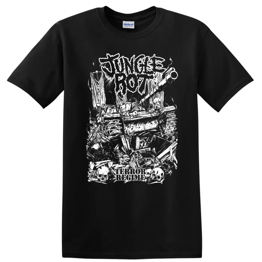 Jungle Rot T Shirt Horror Metal Skull Graphic Band Tee w/ Death Metal Art