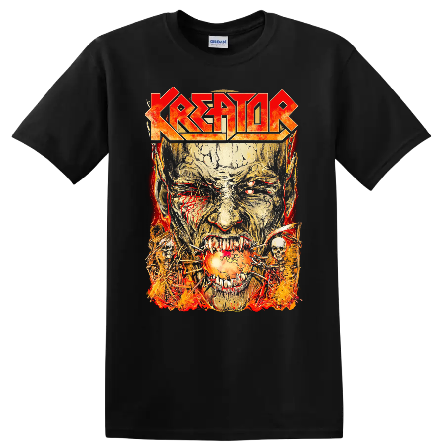 Kreator Metal Skull Fire T Shirt Horror Thrash Band Art Heavy Music Tee