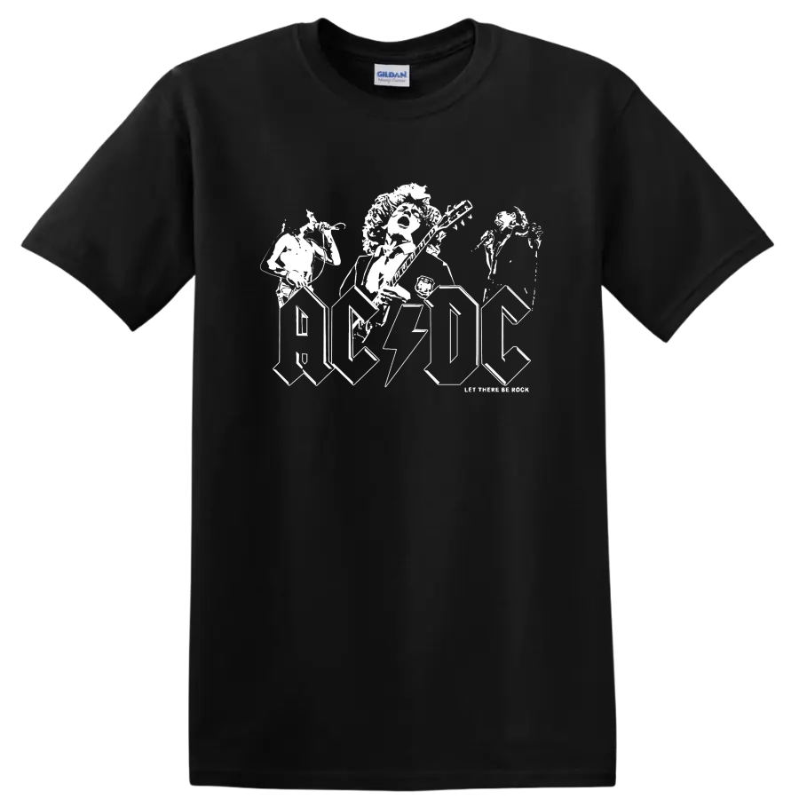 AC DC Rock Band T Shirt Lightning Skull Guitar Concert Tee Vintage Music