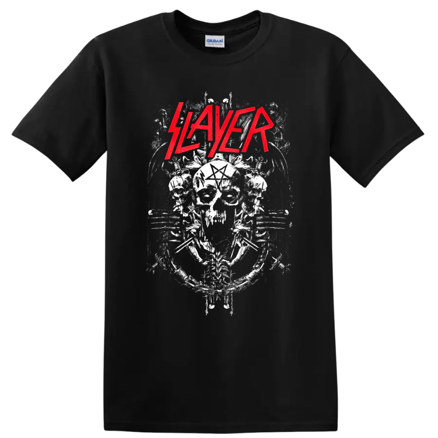 Slayer Rock Metal Music Skull T Shirt Red Graphic Band Tee