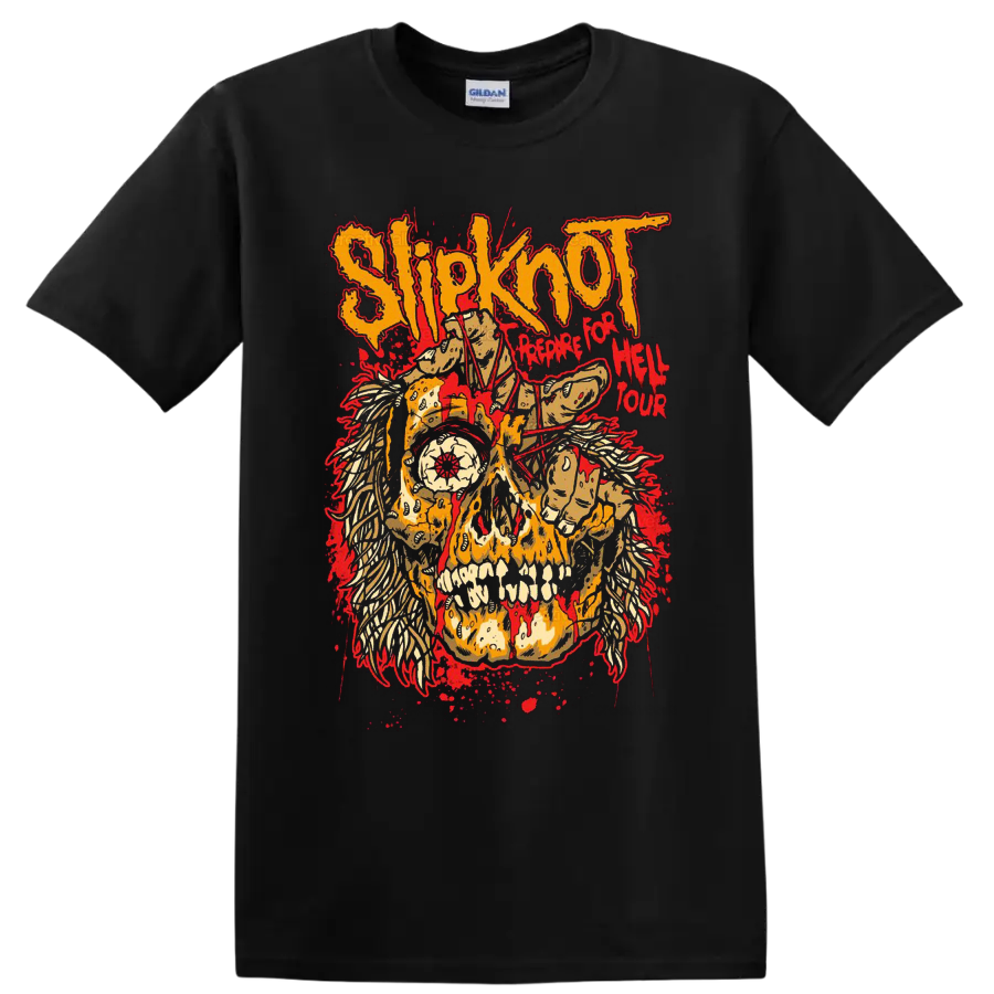 Slipknot T Shirt Metal Band Red Hell Tour Graphic Skull Tee