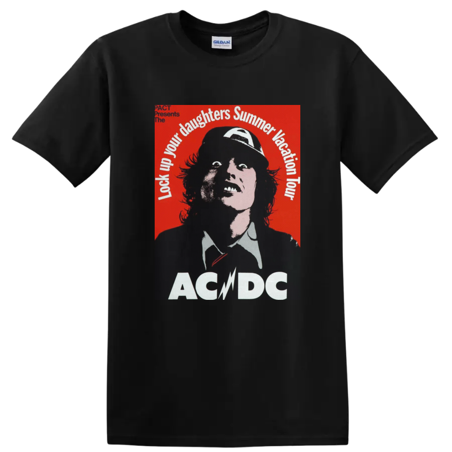 ACDC Rock Band T Shirt Summer Vacation Tour Tee Music Graphic