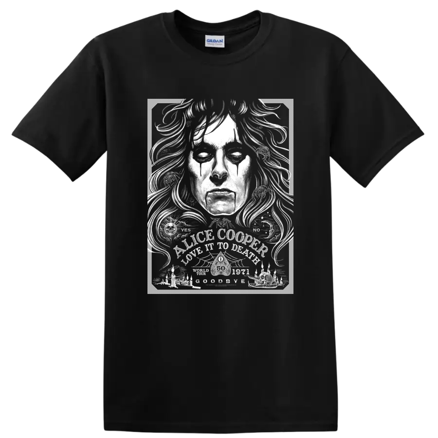 Alice Cooper T Shirt Rock Metal Music Portrait Black White Tee