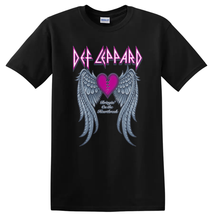 Def Leppard Heart Wings Rock Metal Music T Shirt Graphic Tee