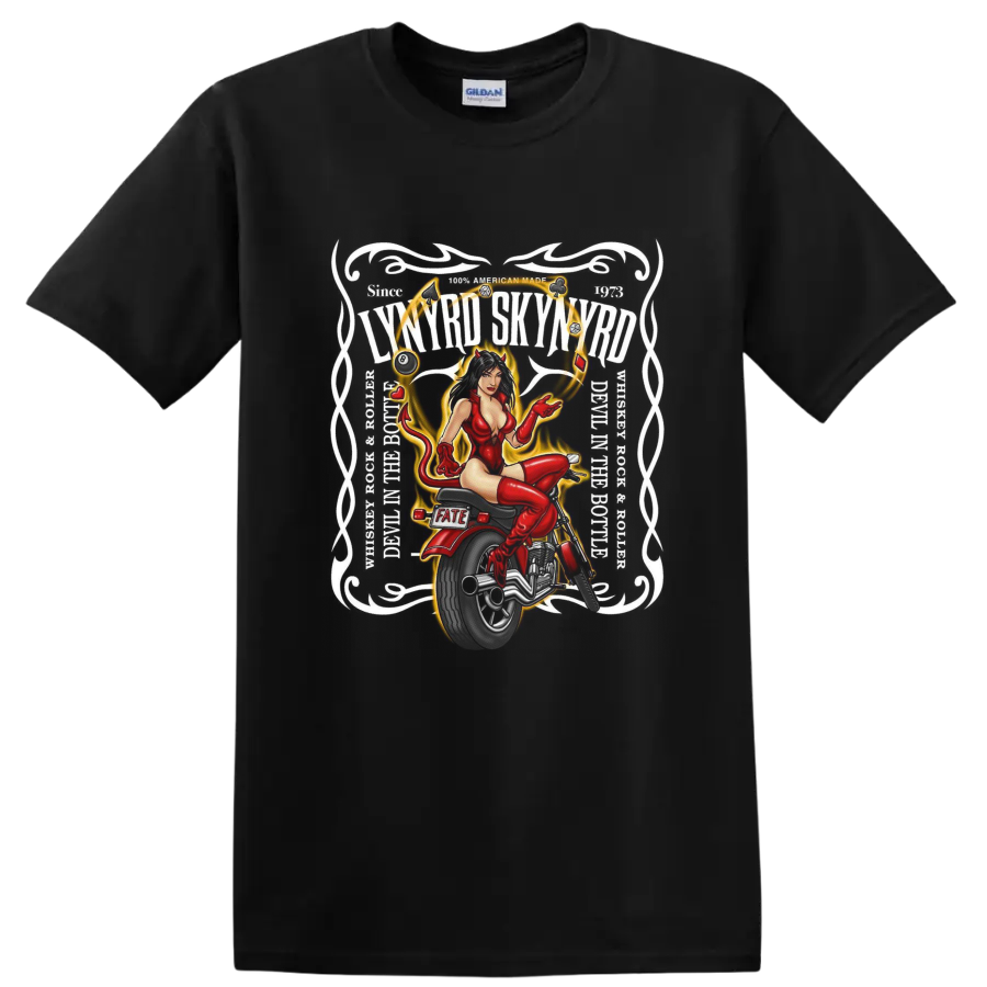 Lynyrd Skynyrd Rock Metal Music T Shirt Red Pinup Femme Retro Glam Tee