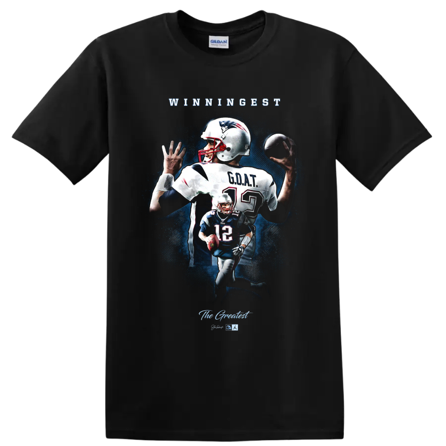 Tom Brady Football Player T Shirt Winningest G O A T New England Patriots Tee