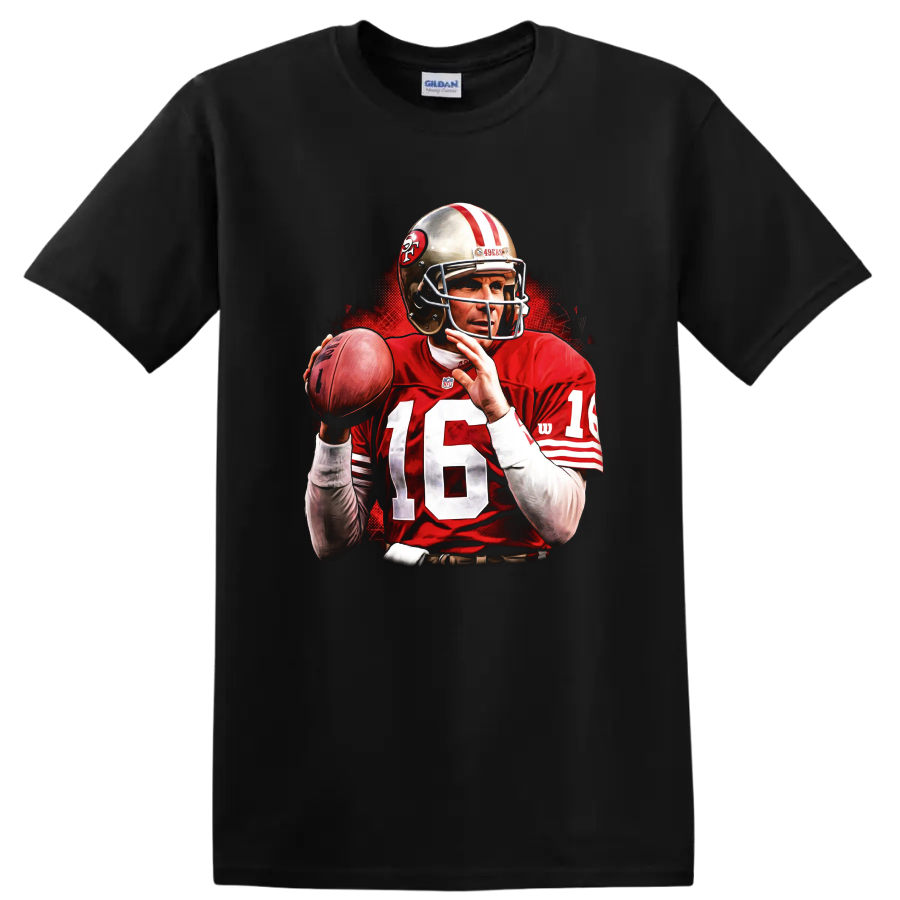 Joe Montana T Shirt San Francisco 49ers Football Quarterback Action Tee