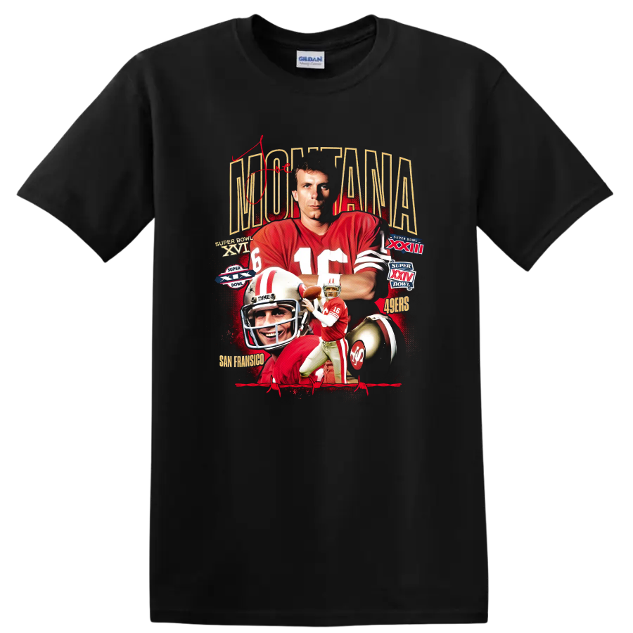 Joe Montana T Shirt San Francisco 49ers Quarterback Legend Retro Tee
