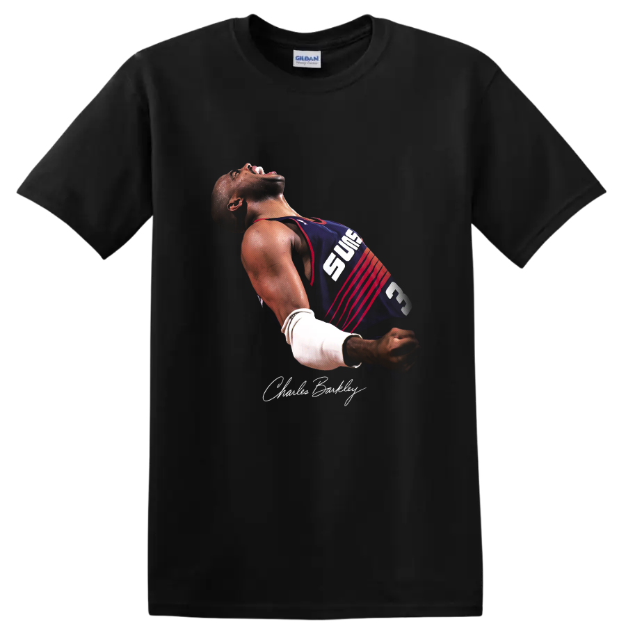 Charles Barkley Phoenix Suns Basketball Action T Shirt Retro Sports Tee