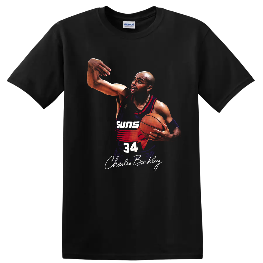 Charles Barkley Phoenix Suns Basketball Player Action Pose T Shirt Tee